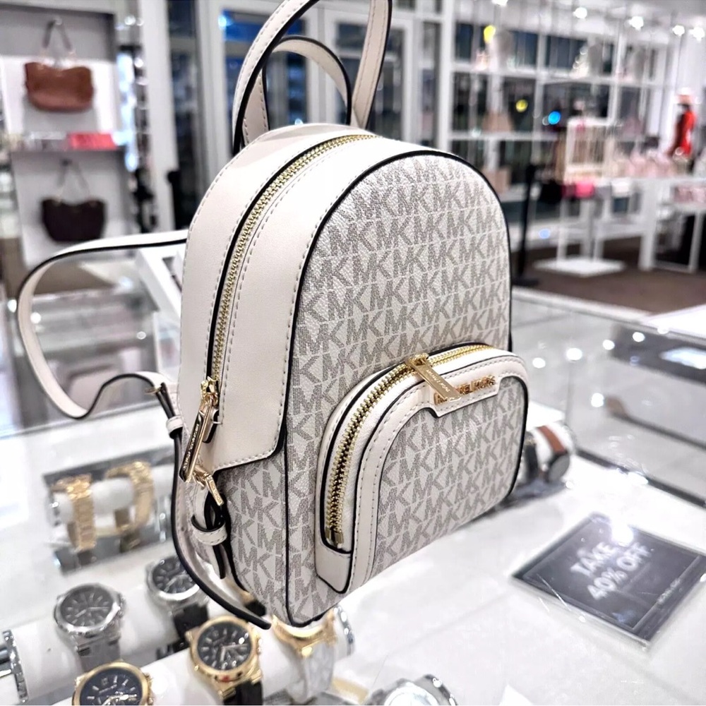 Michael Kors White and Gold Mini Backpack